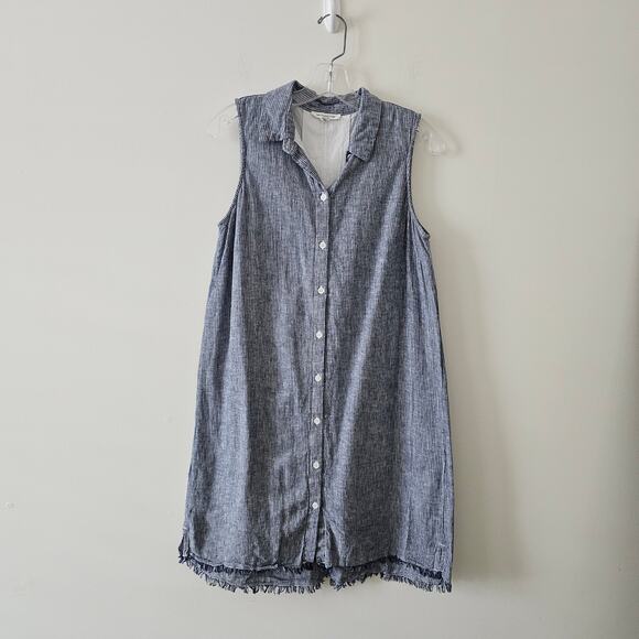 Beach Lunch Lounge Grey Button-Down Sleeveless Dress Shirt Size S - Picture 1 of 5